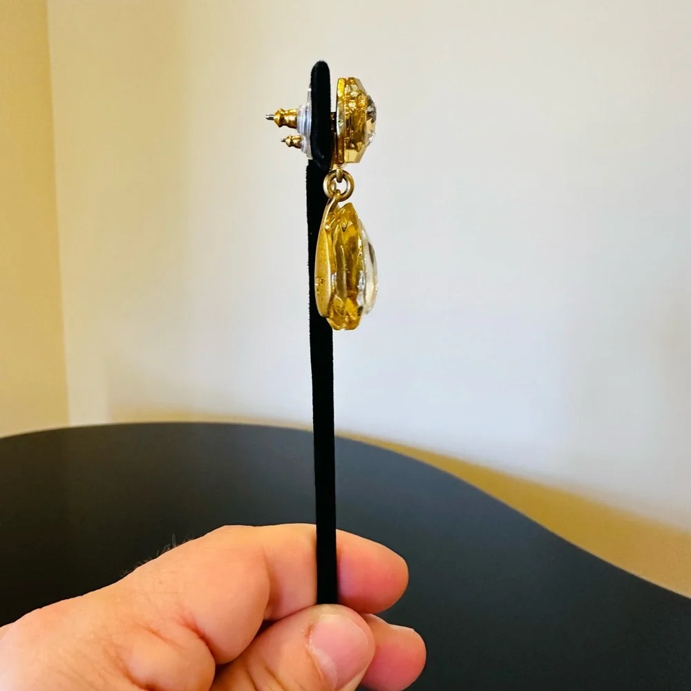 NWT Luxe Party Minimalist J. Crew Crystal Pear-shaped drop statement earrings - Picture 11 of 17